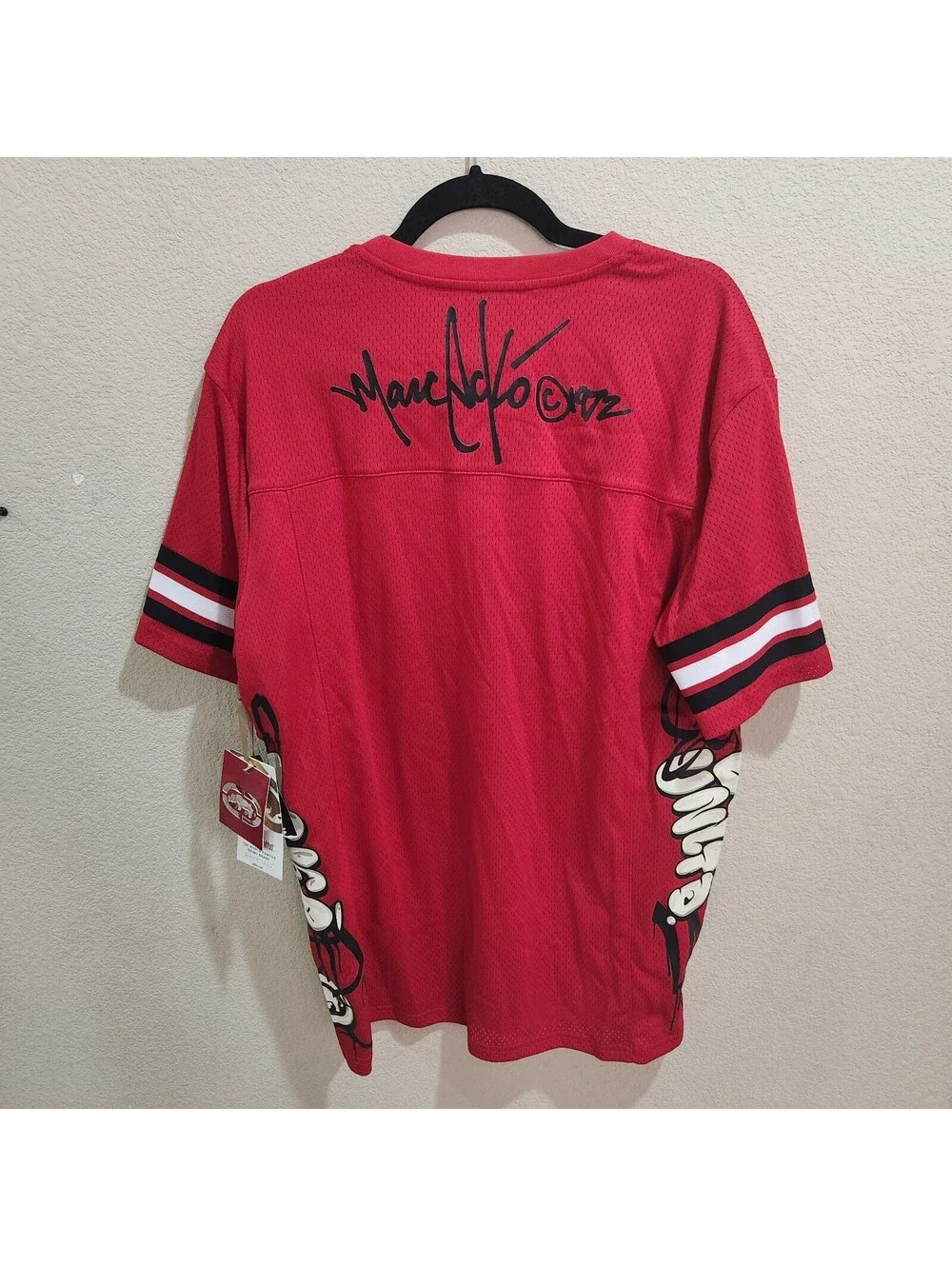 ECKO UNLTD Mesh Jersey T Shirt Mens Medium Red Streetwear Graphic Rhino Y2K NWT
